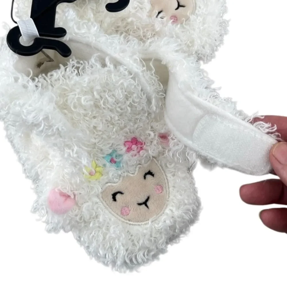 Baby Girl Llama Fuzzy Cozy Slippers Shoes Size 6